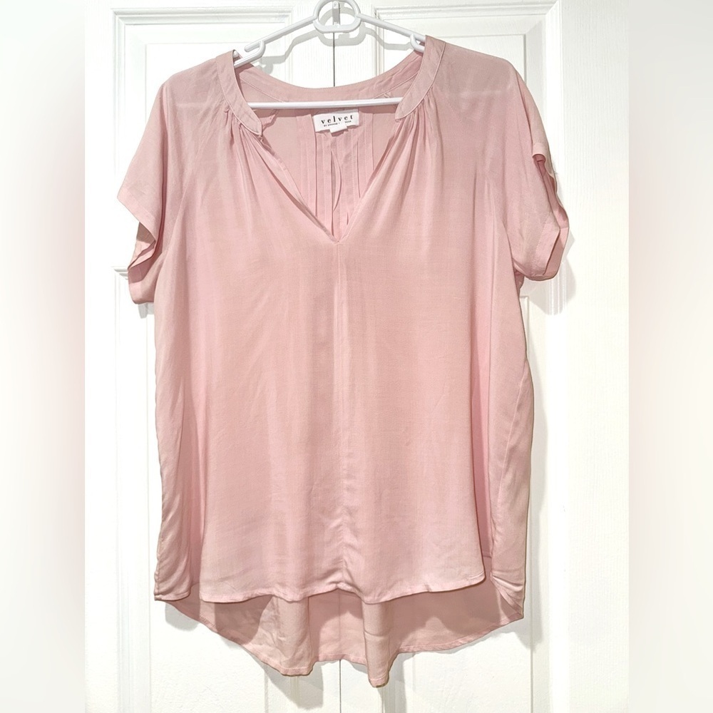 Velvet Blush Pink Flowy Women's Blouse size Small. GUC